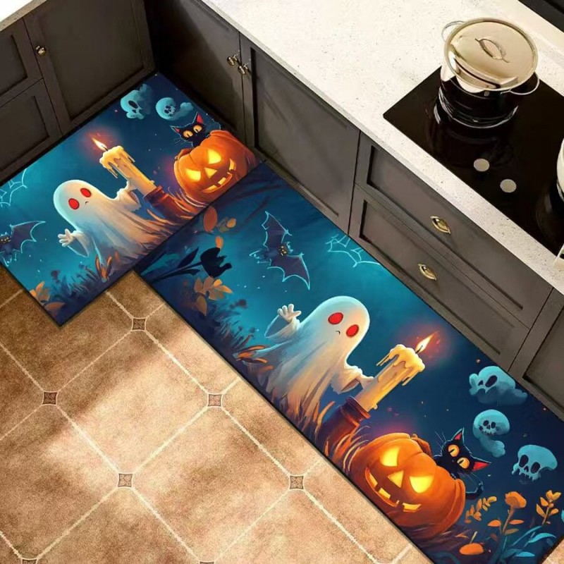 Home Improvement Kitchen Set - VIKAMA 1/2 個 ハロウィンテーマのフロアマット イージーケア 滑り止め