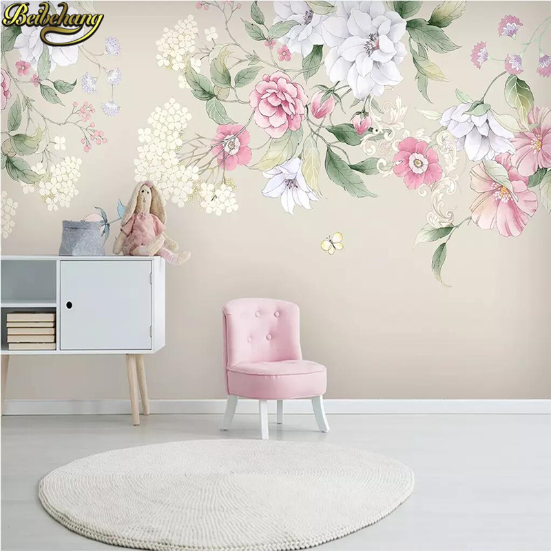 カスタムモダンな花柄の壁紙リビングルーム用ミニマリストテレビ - Tv Home Improvement のレビューと価格